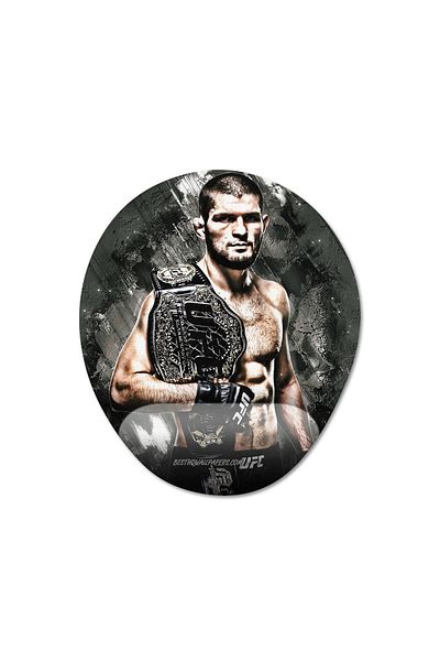 Pixxa موديل لوحة ماوس مع مسند للمعصم من Khabib Nurmagomedov - 2 بيضاوي