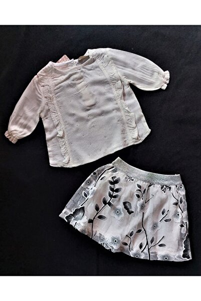 nk kids طقم مكون من قطعتين للفتيات الصغيرات والأطفال 100% فيسكوز أبيض اللون، ...