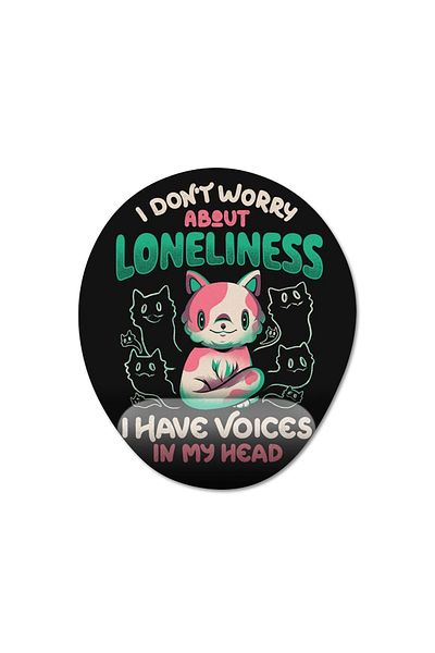 Pixxa Cat - نموذج لوحة الماوس I Don't Worry About Loneliness مع دعم المعصم - 1 بيضاوي