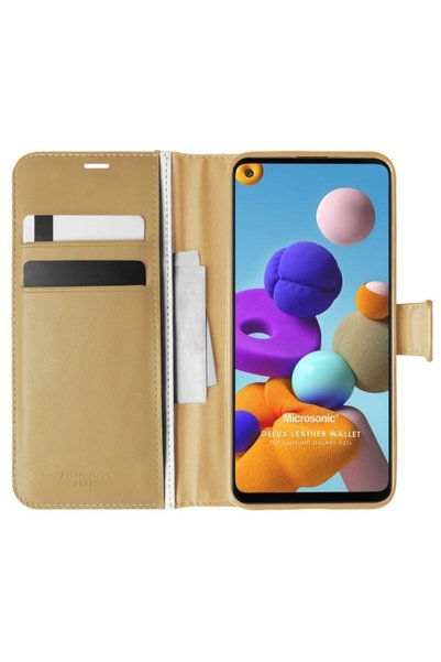 piblue Samsung Galaxy A21s Case Protected Gold with Stand Flip Cover
