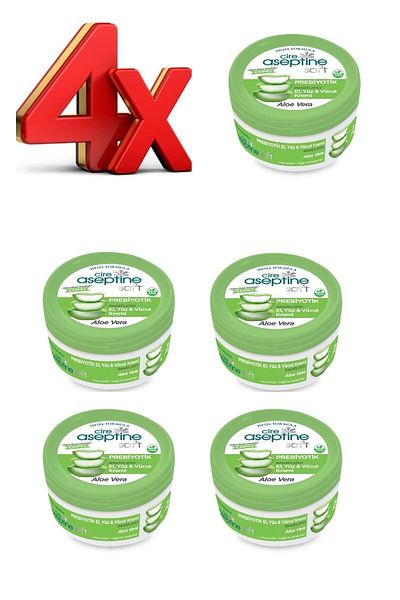 CIRE ASEPTINE 4 Pieces X Soft Aloe Vera - Relaxing Prebiotic Dress, Face & Body Cream 30 Ml