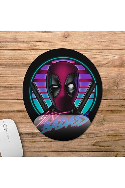 Pixxa نموذج لوحة الماوس لدعم المعصم Stay Badass من Deadpool - بيضاوي واحد