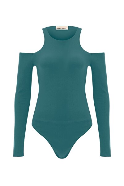 Urban Muse Omuz Dekolteli Bodysuit - Yeşil