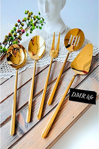 ÖZ Dmr Life 5 Piece Titanium Gold Sauce Serving Set (Small Size)