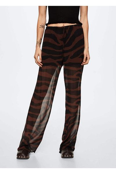 MANGO Woman Animal Pattern Straight Cut Trousers