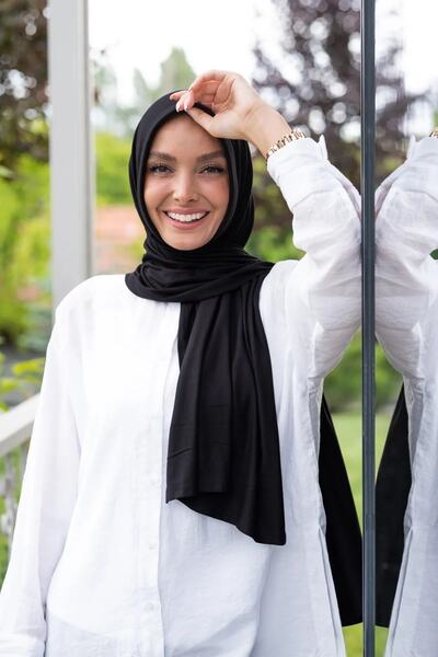 ALLURİNG THE BETTER ONE Penye Hazır Pratik Şal Eşarp Siyah