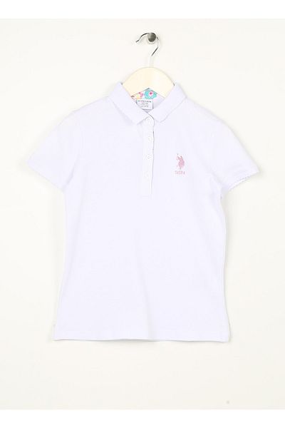 U.S. Polo Assn. Απλό λευκό μπλουζάκι για κορίτσι Tp01-ıy023