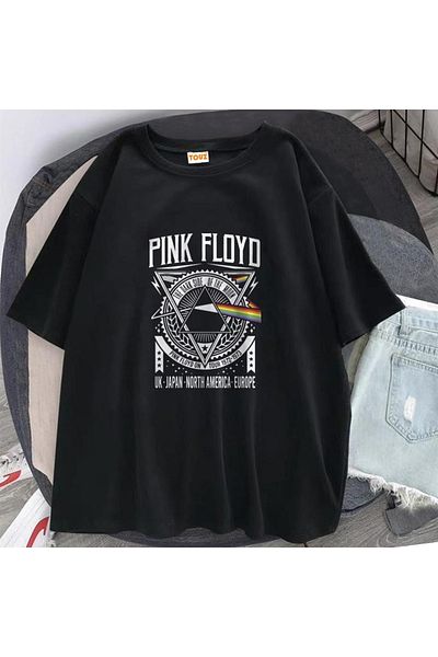 Touz Σειρά Rock Pink Floyd Black Unisex Oversize μπλουζάκι