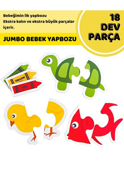 DoerKids Renkli Hayvanlar Baby Puzzle | 18 Parça | Crayon Eşleştirme
