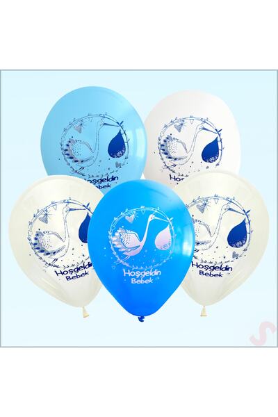 Süsle Baby Party Hoşgeldin Bebek Balon, 30cm X 8 Adet - Mavi