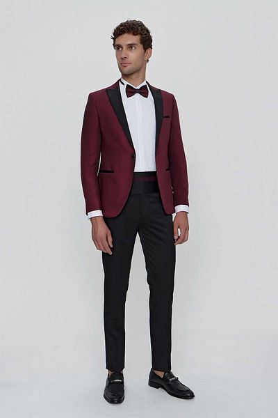 Melantis Men's Dark Burgundy Bologne Ceremonia Groom Tuxedo