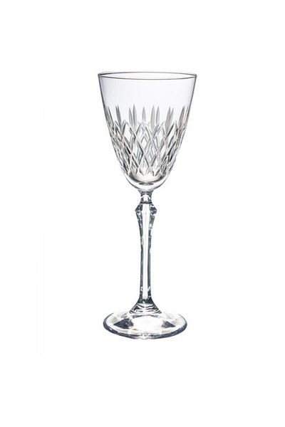 KCD Simple Cut Hand Decor Gilded Patterned Glass 6 Pieces Glass Goblet with Foot
