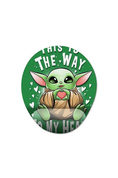Pixxa Mandalorian Baby Yoda Grogu This Is The Way - نموذج لوحة ماوس مدعوم بالكاحل - بيضاوي واحد