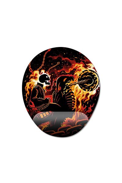 Pixxa نموذج لوحة ماوس مساعدة للمعصم بتصميم Ghost Rider - بيضاوي واحد