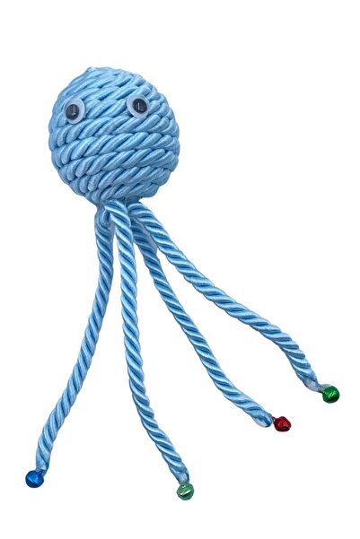 Buffer Plush Soft Colorful Straw Blue Octopus Cat Toy with Chime
