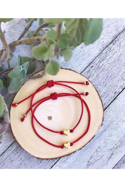 Stoneday Red Non-Breakable Rope Friend Couple Bracelet with Heart
