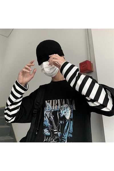 Touz Μαύρο μπλουζάκι με τυπωμένη αφίσα Nirvana Fake Sleeves Unisex