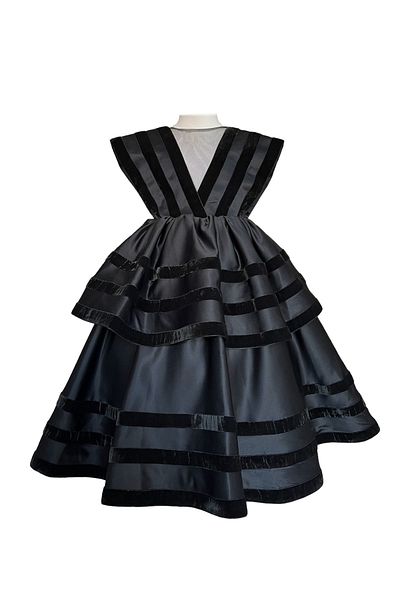 zühre balaban Black Swan Black Velvet Detailed Girl's Evening Dress