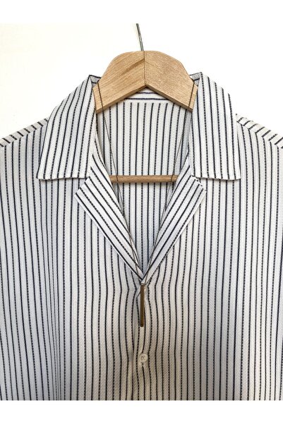 MİRMARONİ Νέα σεζόν ριγέ ανδρικό υπερμεγέθη βαμβακερό καλοκαιρινό κοντομάνικο πουκάμισο