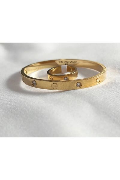 Everglow Jewelry Premium Set Steel Bracelet and Ring