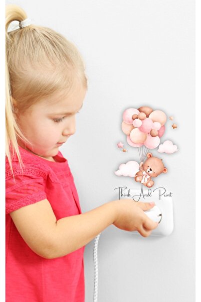 Teddy Bear Flying Balloons Flying Balloon Kids Room Wall Stickers Socket Set