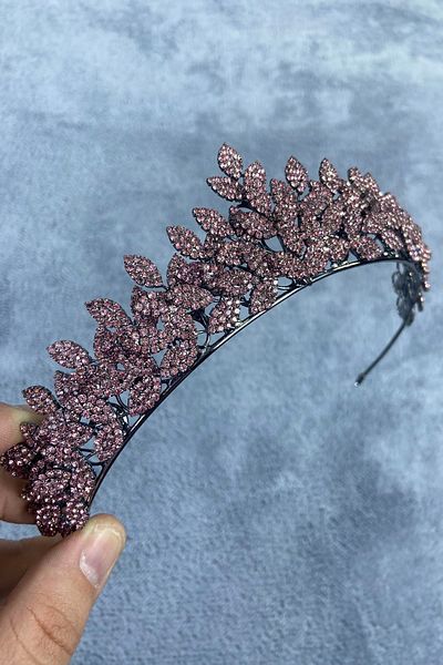Hobigram Pink Jessie Model Elegant Stone Henna și Coroana de Mireasă Accesoriu pentru păr – Coroană, Crystal Stone, Model Elegant – Coroană
