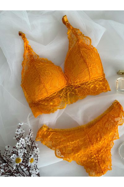 MH Moony Homewears Premium πορτοκαλί Σετ Bralet