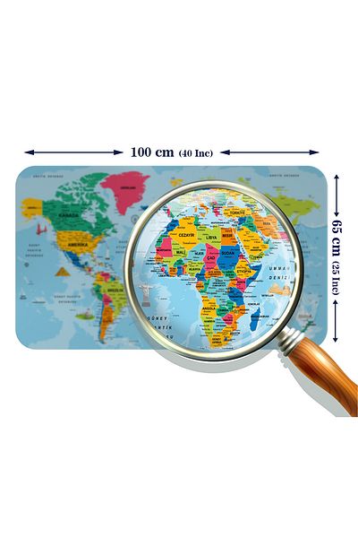 lilafil Educational and Instructional World and Turkey Map Children's Room Wall Sticker 3882