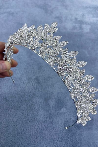 Hobigram Silver Jessie Model Elegant Stone Henna și Coroana Miresei Accesoriu pentru păr – Coroană – Tiara