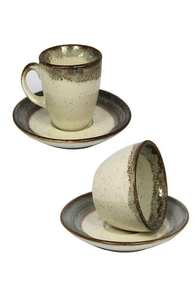 Kazanabil Set of 2 Porcelain Coffee Cups Brown