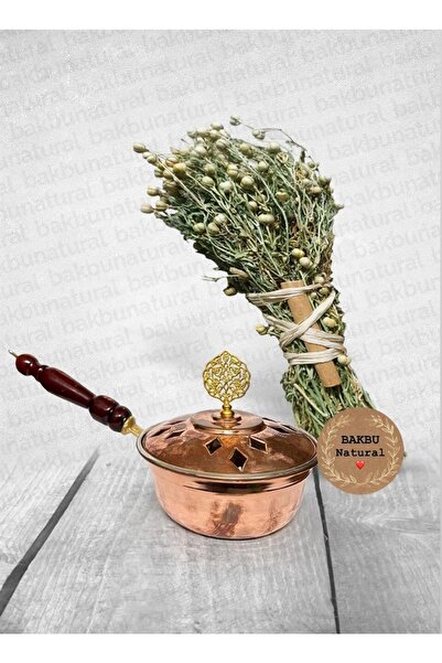 bakbu natural Bakır Tütsülük,tütsü Tava No:2 Ve Demet Üzerlik