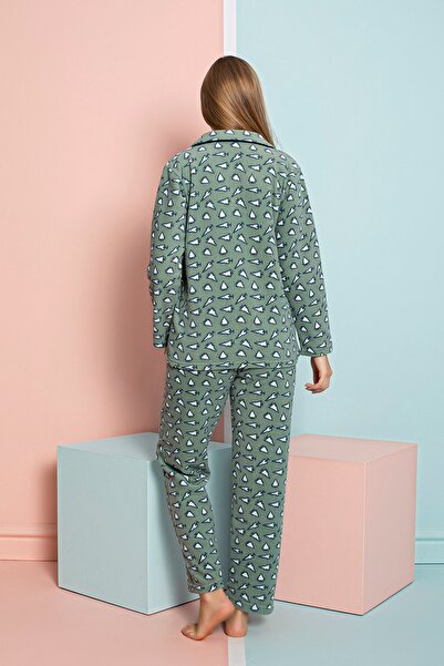 nisaNCa Γυναικείο Σετ Πυτζάμα με κουμπιά χειμωνιάτικο Welsoft βελούδινο φλις