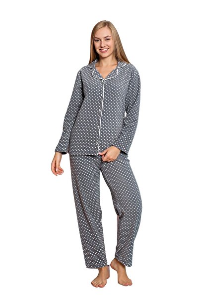nisaNCa Women's Winter Welsoft Plush Fleece Buttoned Pajama Set