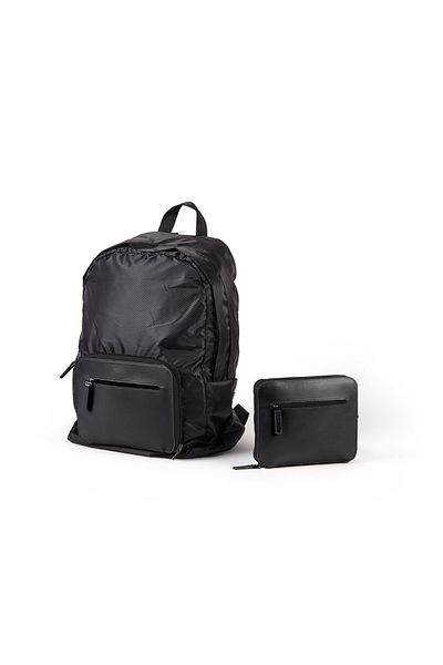 Lexon Packable Foldable Backpack Black