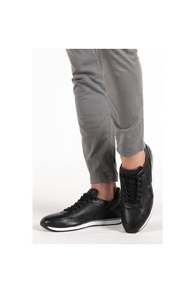 MARCOMEN 13113 Genuine Leather Orthopedic Sole Comfortable Black Men's Sneakers