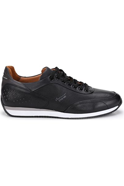 MARCOMEN 13113 Genuine Leather Orthopedic Sole Comfortable Black Men's Sneakers