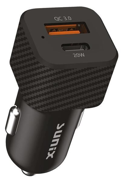 Sunix Φορτιστής Αυτοκινήτου USB-C 35W Διπλής Θύρας USB-C USB-A Οικονομικός Μα...
