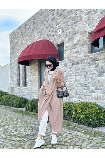 NS Moda Hijab Cross Kangaroo Tunic Mink Model-417