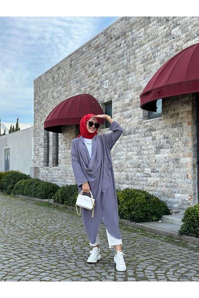 NS Moda Hijab Cross Cangur Tunica Gri Model-417