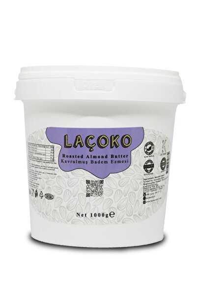 LAÇOKO 1 kg Kova Şekersiz, Katkısız, Glutensiz, Doğal Badem Ezmesi 1 kg