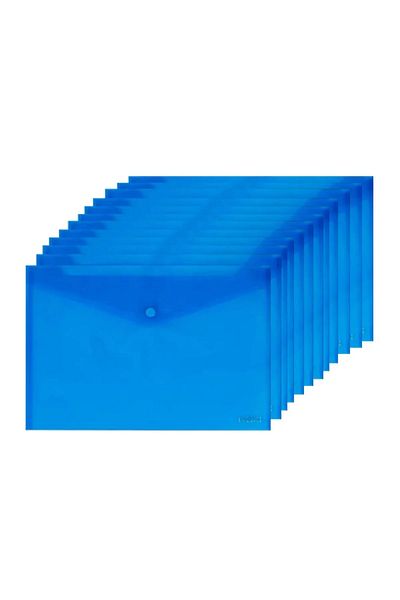 Noki 12 Pieces Transparent A4 Snap Fastener File Envelope File Blue