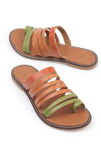 Capone Outfitters Capone 5555 Genuine Leather Mullti Women's Bodrum Slippers