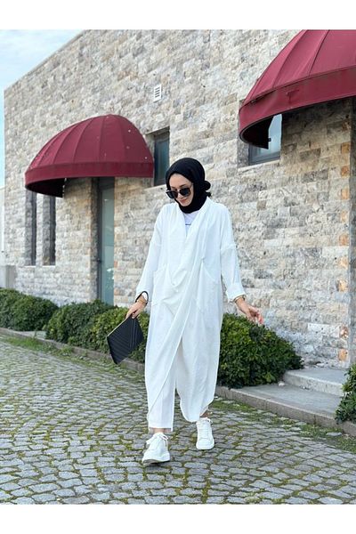NS Moda Hijab Cross Cangur Tunica Alb Model-417