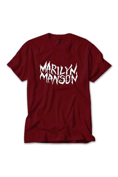 Z zepplin Κόκκινο T-shirt με εικονικό κείμενο Marilyn Manson