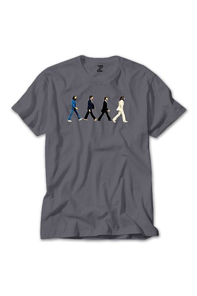 Z zepplin Γκρι μπλουζάκι The Beatles Abbey Road Cartoon