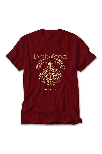 Z zepplin تي شيرت Lamb Of God Wrath Dragon الأحمر