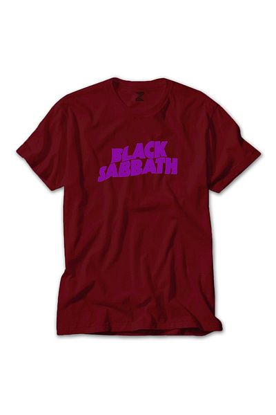 Z zepplin Μαύρο Sabbath Purple Text Red T-shirt