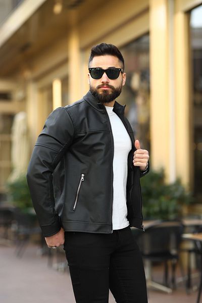 S&M CLOTHİNG Ανδρικό δερμάτινο τζάκετ New Season