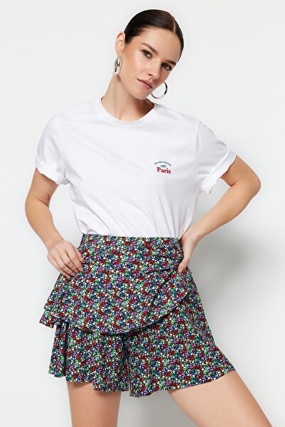 Trendyol Collection Vícebarevné pletené šortky s vysokým pasem s vysokým pasem sukně TWOSS23SR00060