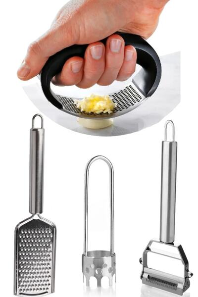 Hilamingo Home الفولاذ المقاوم للصدأ 1 قطعة مبشرة يدوية + 1 قطعة هراسة الثوم ...